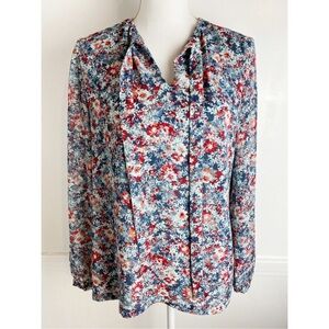 Pendleton • Vintage Blue Pink Red Floral Blouse, size 6